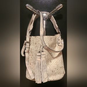 Patricia Nash Otavia Bucket Bag Natural White Rose Gold Metallic
